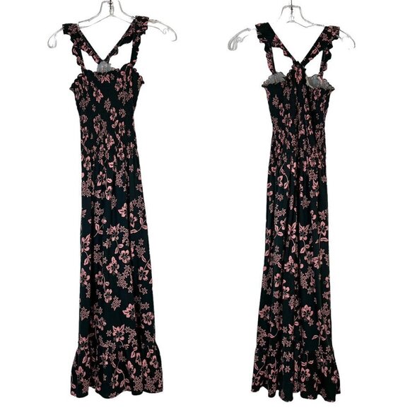 Scotch and Soda Maxi Dress Floral Aloha Hula Green Hawaiian Long - Picture 1 of 12